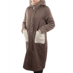 2639 DK. BEIGE Пальто двухстороннее женское еврозима (100 гр. холлофайбер, искусственный мех)