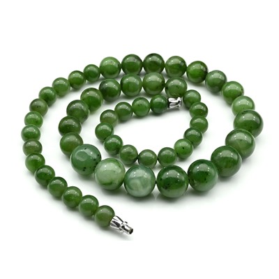 Колье из Нефрита шарики 8-12мм, 47см, 64,4г