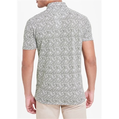 Short Sleeve Feather Print Shirt
