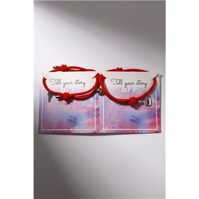 Браслеты парные «Неразлучники» на магнитах, замок с ключиком, красные, d=7 см