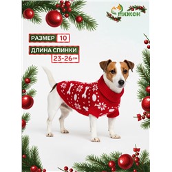 Свитер «Косточки-снежинки», размер 10 (ДС 23-26, ОГ 28-35, ОШ 18-22 см), красный