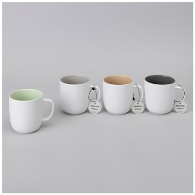 НАБОР КРУЖЕК BRONCO "VELOUR" 4 ШТ. 400 МЛ МИКС БЕЛЫЙ