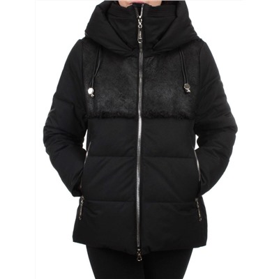 23-696 BLACK Куртка зимняя женская (холлоффайбер 150 гр., искусственная дубленка)