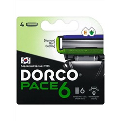 1 DORCO  PACE 6 GREEN  4 кассеты  с шестью  лезвиями