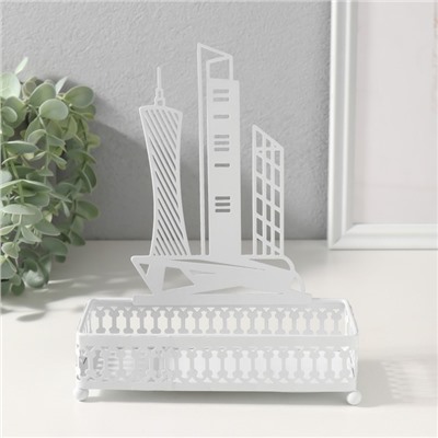 Подставка для мелочей металл «Город», белый, 6.3×14.5×18.5 см