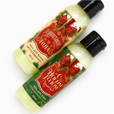 Новогодний подарочный набор косметики «Чудес и подарков»: гель для душа и пена для ванны, 2×100 мл, Чистое счастье