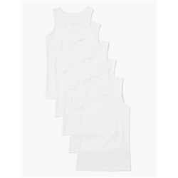 5pk Pure Cotton Vests (2-16 Yrs)