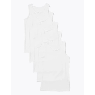 5pk Pure Cotton Vests (2-16 Yrs)