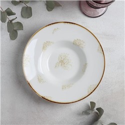 Тарелка для пасты Доляна Organic Gold, 150 мл, d=21 см, фарфор, белая