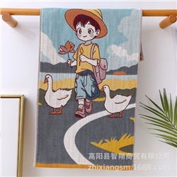 Quick dry children's cartoon cute cotton gauze bath towel for home use