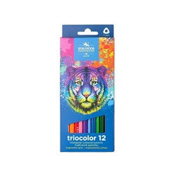 Набор цветных карандашей Koh-I-Noor TRIOCOLOR TIGER 12 цв. трехгран. корп. дерев. карт. уп.