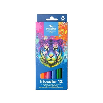 Набор цветных карандашей Koh-I-Noor TRIOCOLOR TIGER 12 цв. трехгран. корп. дерев. карт. уп.