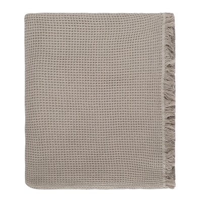 Покрывало вафельное из хлопка серо-бежевого цвета из коллекции Essential, 180х250 см