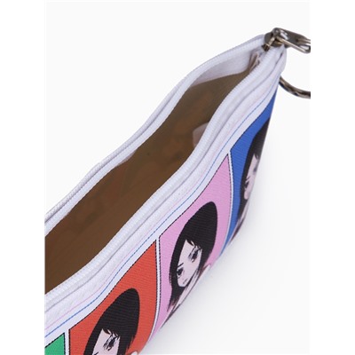 Косметичка-пенал на молнии, с принтом, белая