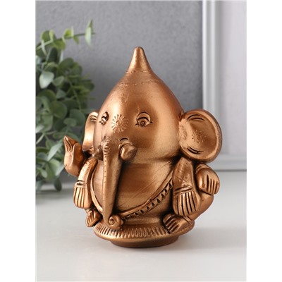 Фигурка гипс «Ганеша», 14.5×13.5×9 см, бронза