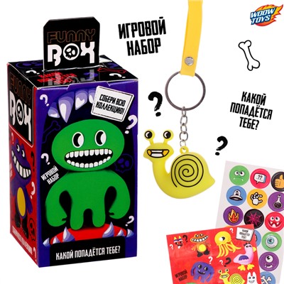 Игрушка - сюрприз Funny box «Монстрики»: детский брелок, наклейки, карточка