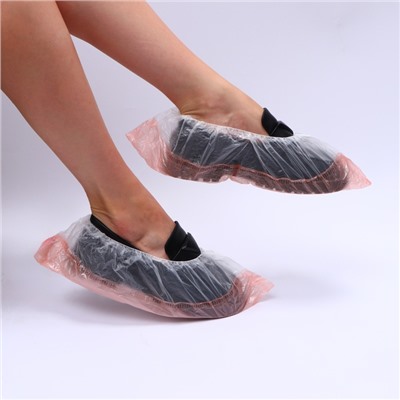 Бахилы с двойной подошвой оранжевые 400×150 мм 14/28 мкм 25 пар/уп