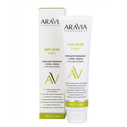 Aravia Laboratories Крем для умывания + скраб + маска с AHA-кислотами / Anti-Acne 3-in-1, 100 мл