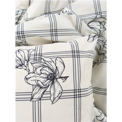 Постельное бельё "Этель" 1.5 сп Ink flowers 143*215 см,150*214 см, 70*70 см-2 шт, бязь 125 г/м2, хл 100%