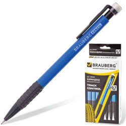 Карандаш авто 0,7мм BRAUBERG "Comfort" синий корпус, рез.держ., ластик 180464/ 24 /