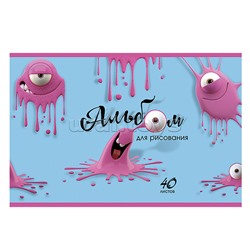 Альбом для рисования 40л. "Весёлый слайм" А4 скрепка S
