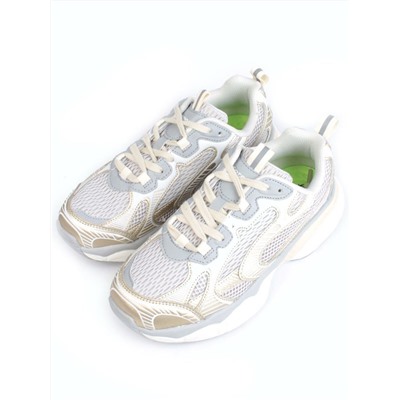 05-P247-3 GRAY/GOLD Кроссовки женские (искусственные материалы, сетка)