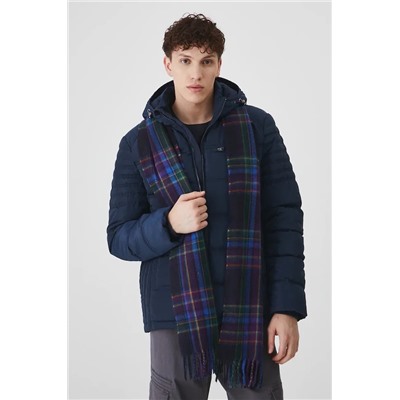 Szalik męski w kratę z wiskozą  kolor multicolor