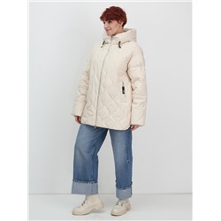Куртка женская демисезонная с капюшоном бежевого цвета 1140B