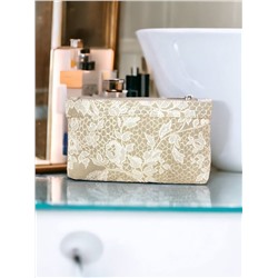 51 Косметичка Бельгийское кружево Бежевый 21х14х3см 2311332 ткань