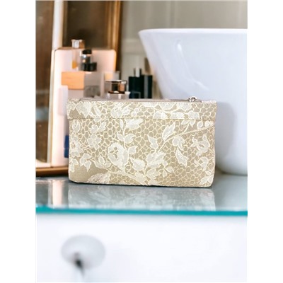 51 Косметичка Бельгийское кружево Бежевый 21х14х3см 2311332 ткань