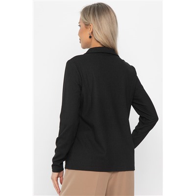 Лонгслив с воротничком Ритм жизни (черный) Б14408-6М