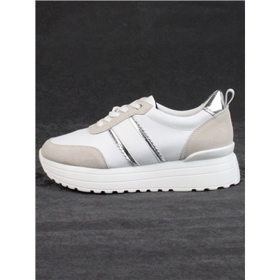 05-PDE40-2 WHITE/BEIGE Кроссовки женские (натуральная кожа, натуральная замша)