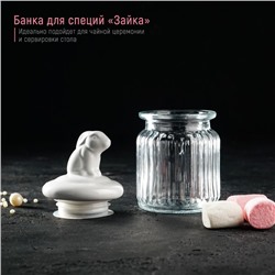 Банка для сыпучих Доляна «Зайка», 230 мл, с керамической крышкой, стекло, прозрачная
