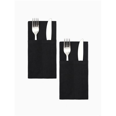 Набор конвертов для приборов Home collection black-2 шт., 22×10 см, 45% лён, 55% хлопок