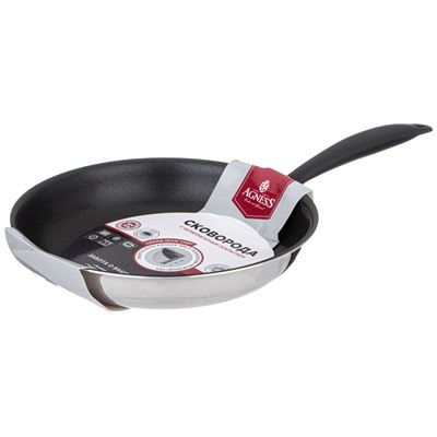 СКОВОРОДА C АНТИПРИГАРНЫМ ПОКРЫТИЕМ "IRON CHEF" AGNESS 22*4.4CM ТЕХНОЛОГИЯ 3-PLY, НЕРЖ.СТАЛЬ 18/10