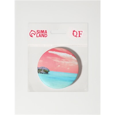 Зеркало складное «Пляж», d=7.5 см, с увеличением х2, розовое/бирюзовое