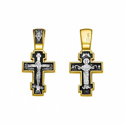 Крест (образ Покрова) из серебра литье выборочное золочение ручная работа