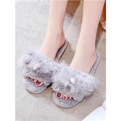 Тапочки «Пушистые Единороги» серые