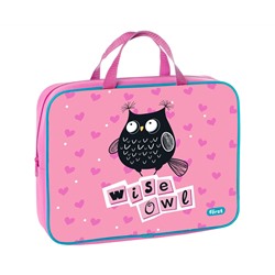 Папка текстильная с ручками 1 отделение, А4 Först "Black owl", 350*265*80мм, текстиль, на молнии
