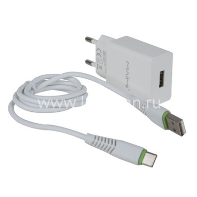 СЗУ Type-C 1 USB выход (2100mAh/5V) MAIMI T13 (белый)
