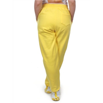 M055 YELLOW Брюки спортивные женские на флисе (100% хлопок) 7986