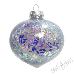 Капля "Ледяная фантазия" с фиалковыми лепестками (стекло) 8х8х7 см