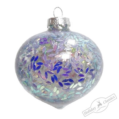 Капля "Ледяная фантазия" с фиалковыми лепестками (стекло) 8х8х7 см