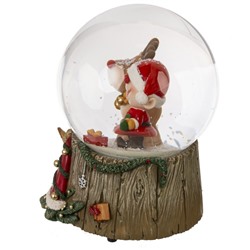 GAEM Фигурка декор в стекл шаре "Гном и Олень" (муз с ключ), D 10 см, L10 W10,5 H14 см