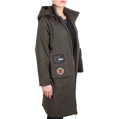 ZW-2306-C SWAMP COLOR Пальто демисезонное женское (100 гр. синтепон) BLACK LEOPARD