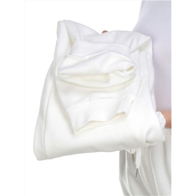 M031 WHITE Брюки спортивные женские на флисе (100% хлопок) 7986