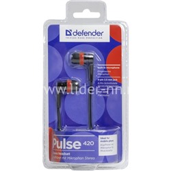 Наушники DEFENDER Pulse-420/63424 с микрофоном (черный/красный)