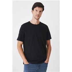 T-shirt bawełniany męski gładki kolor czarny
