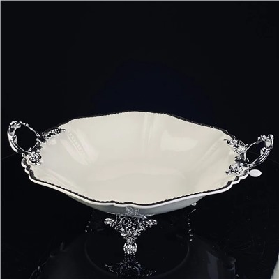 205-906 Глубокое блюдо 35,5см на ножках с ручками ATLANTIS в под.уп.(х4)Фарфор