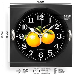 Часы настенные для кухни «Фрукты», для дома и дачи, 15×15 см, d=13 см, чёрные